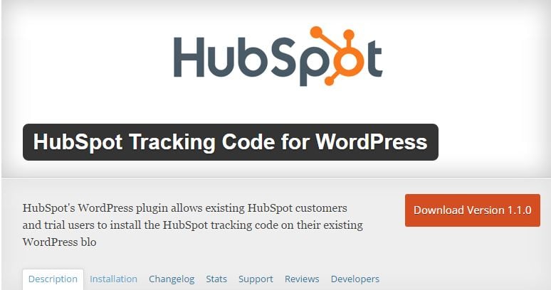 hubspot tracking code plugin