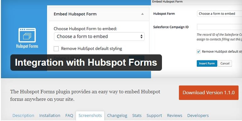hubspot forms plugin for wordpress